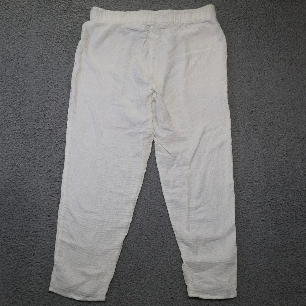 Madewell White Cotton Double Gauze Pull On Tassel Drawstring Pants Mens Medium